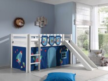 Spielbett >PINO< in Kiefer massiv weiß lackiert - 210x114x218 (BxHxT)