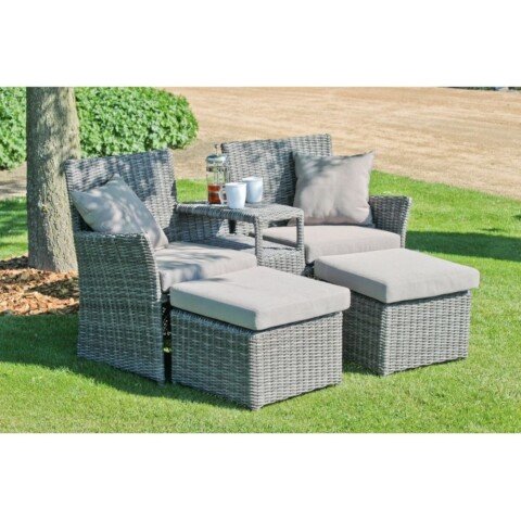Gartensessel >Calgary< in grau aus Aluminium, Kunststoff - 155x90x70cm (BxHxT)
