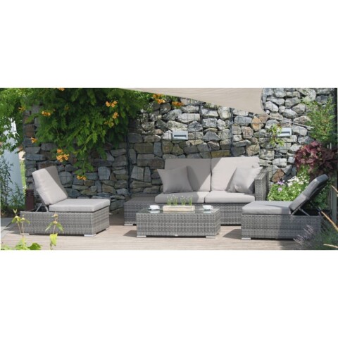 Gartenlounge-Set >Alcudia< in hellgrau aus Aluminium, Kunststoff