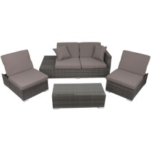 Gartenlounge-Set >Alcudia< in hellgrau aus Aluminium, Kunststoff