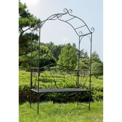 Gartenbank >Colima< in schwarz aus Stahl - 124x200x48cm (BxHxT)