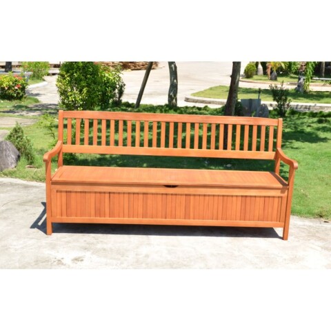 Gartenbank >Houston< in braun / holzoptik aus Eukalyptus - 187x90x59cm (BxHxT)