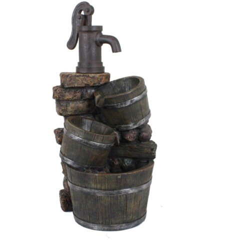 Gartenbrunnen >Venetien< in Holz-Stein aus Polyresin - 34x34x75cm (LxBxH)