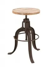 Drehhocker >IRON< in Natur / schwarz aus Massivholz...
