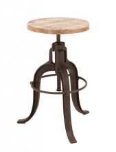 Drehhocker >IRON< in Natur / schwarz aus Massivholz...
