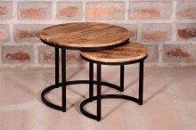 Couchtisch >IRON< in braun / schwarz aus Massivholz...