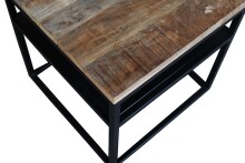 Couchtisch >IRON< in braun / schwarz aus Massivholz / Metall - 50x52x50 (BxHxT)