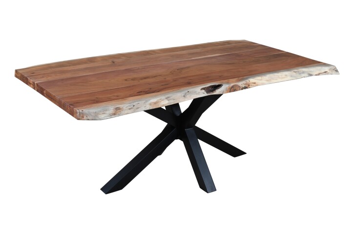 Baumkantentisch >Forrest< in Akazie / schwarz - 200x76x100 (BxHxT)