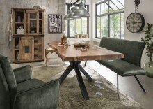 Baumkantentisch >Forrest< in Akazie / schwarz - 200x76x100 (BxHxT)