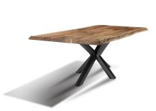 Baumkantentisch >Forrest< in Akazie / schwarz - 200x76x100 (BxHxT)