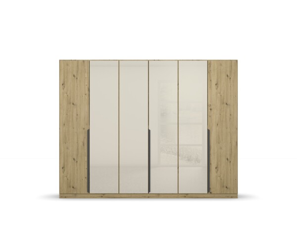Drehtürenschrank >Artemis< in Eiche Artisan / Glas champagne - glä