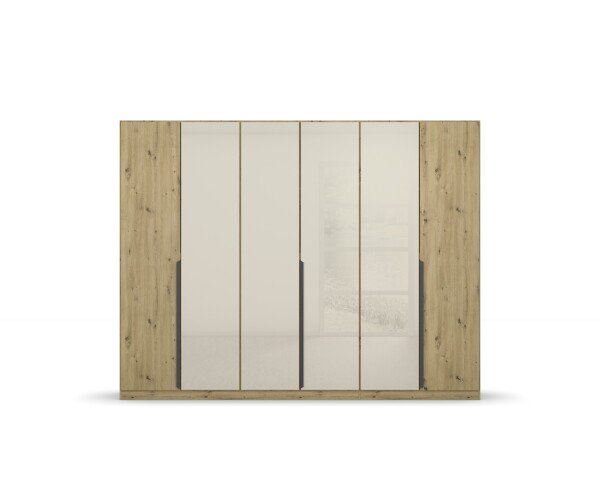 Drehtürenschrank >Artemis< in Eiche Artisan / Glas champagne - glä