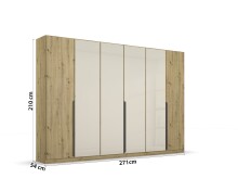 Drehtürenschrank >Artemis< in Eiche Artisan / Glas champagne - glä