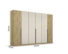 Drehtürenschrank >Artemis< in Eiche Artisan / Glas champagne - glä