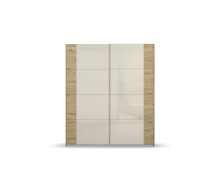 Schwebetürenschrank >Artemis< in Eiche Artisan / Glas champagne - glänzend