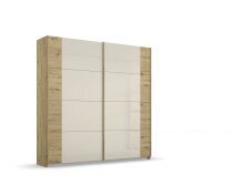 Schwebetürenschrank >Artemis< in Eiche Artisan / Glas champagne - glänzend
