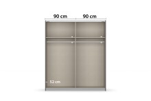 Schwebetürenschrank >Artemis< in Eiche Artisan / Glas champagne - glänzend