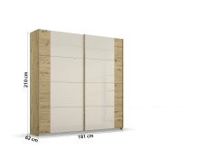 Schwebetürenschrank >Artemis< in Eiche Artisan / Glas champagne - glänzend