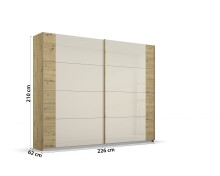 Schwebetürenschrank >Artemis< in Eiche Artisan / Glas champagne - glänzend