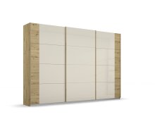 Schwebetürenschrank >Artemis< in Eiche Artisan / Glas champagner - glänzend