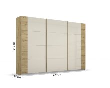Schwebetürenschrank >Artemis< in Eiche Artisan / Glas champagner - glänzend