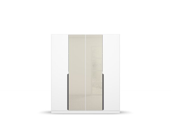 Drehtürenschrank >Artemis< in alpinweiß / Glas champagne - glä
