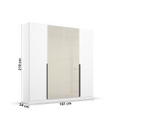 Drehtürenschrank >Artemis< in alpinweiß / Glas champagne - glä