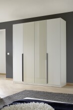 Drehtürenschrank >Artemis< in alpinweiß / Glas champagne - glä