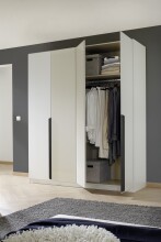 Drehtürenschrank >Artemis< in alpinweiß / Glas champagne - glä