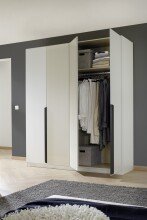 Drehtürenschrank >Artemis< in alpinweiß / Glas champagne - glä