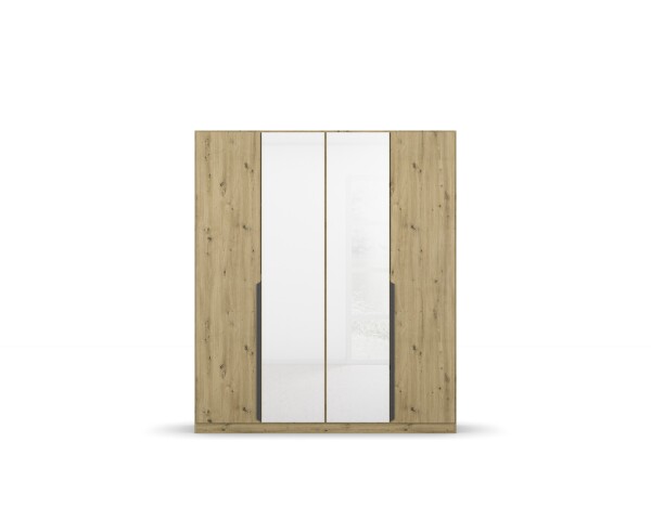 Drehtürenschrank >Artemis< in Eiche Artisan / Kristallweißglaß