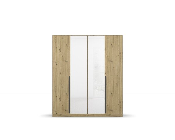 Drehtürenschrank >Artemis< in Eiche Artisan / Kristallweißglaß