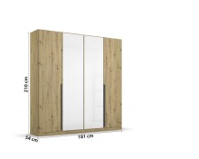 Drehtürenschrank >Artemis< in Eiche Artisan / Kristallweißglaß
