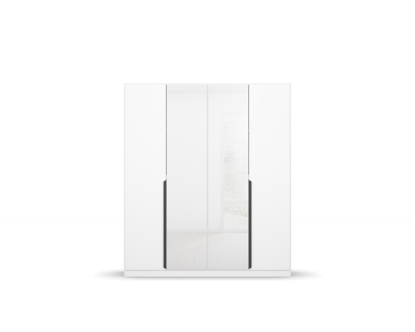 Drehtürenschrank >Artemis< in alpinweiß / Kristallweißglas - 181x210x54 (BxHxT)
