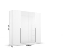 Drehtürenschrank >Artemis< in alpinweiß / Kristallweißglas - 181x210x54 (BxHxT)