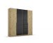 Drehtürenschrank >Artemis< in Eiche Artisan / Glas basalt - 181x210x54 (BxHxT)