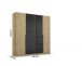 Drehtürenschrank >Artemis< in Eiche Artisan / Glas basalt - 181x210x54 (BxHxT)