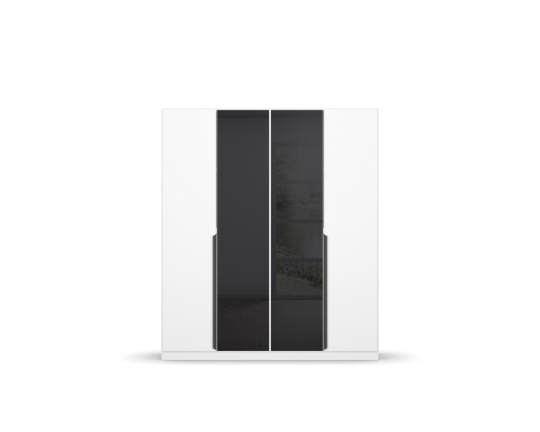 Drehtürenschrank >Artemis< in alpinweiß / Glas basalt - 181x210x54 (BxHxT)