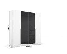 Drehtürenschrank >Artemis< in alpinweiß / Glas basalt - 181x210x54 (BxHxT)