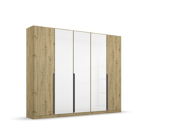 Drehtürenschrank >Artemis< in Eiche Artisan / Kristallweißglas