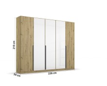 Drehtürenschrank >Artemis< in Eiche Artisan / Kristallweißglas