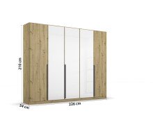 Drehtürenschrank >Artemis< in Eiche Artisan / Kristallweißglas