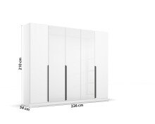 Drehtürenschrank >Artemis< in alpinweiß / Kristallweißglas - 226x210x54 (BxHxT)