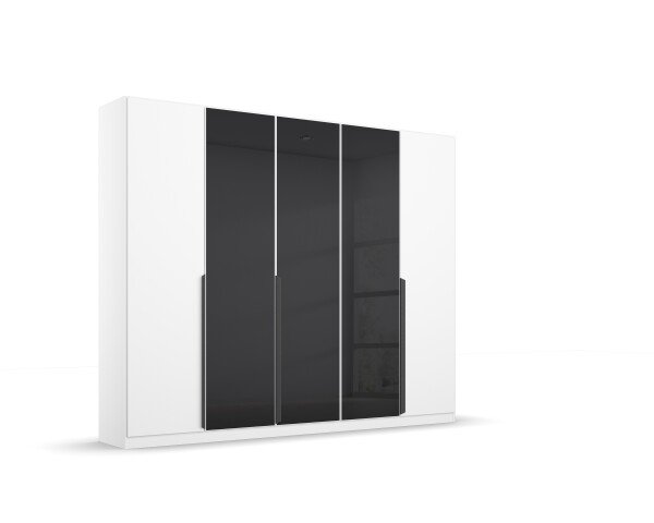 Drehtürenschrank >Artemis< in alpinweiß / Glas basalt  - 226x210x54 (BxHxT)