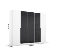 Drehtürenschrank >Artemis< in alpinweiß / Glas basalt  - 226x210x54 (BxHxT)