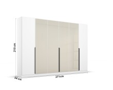 Drehtürenschrank >Artemis< in alpinweiß / Glas champagne - glänzend