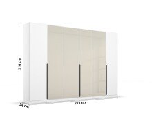 Drehtürenschrank >Artemis< in alpinweiß / Glas champagne - glänzend