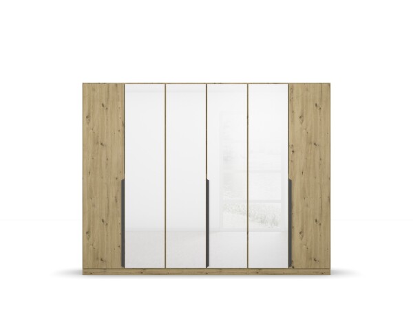 Drehtürenschrank >Artemis< in Eiche Artisan / Kristallweißglas