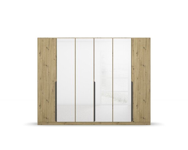 Drehtürenschrank >Artemis< in Eiche Artisan / Kristallweißglas