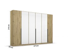 Drehtürenschrank >Artemis< in Eiche Artisan / Kristallweißglas